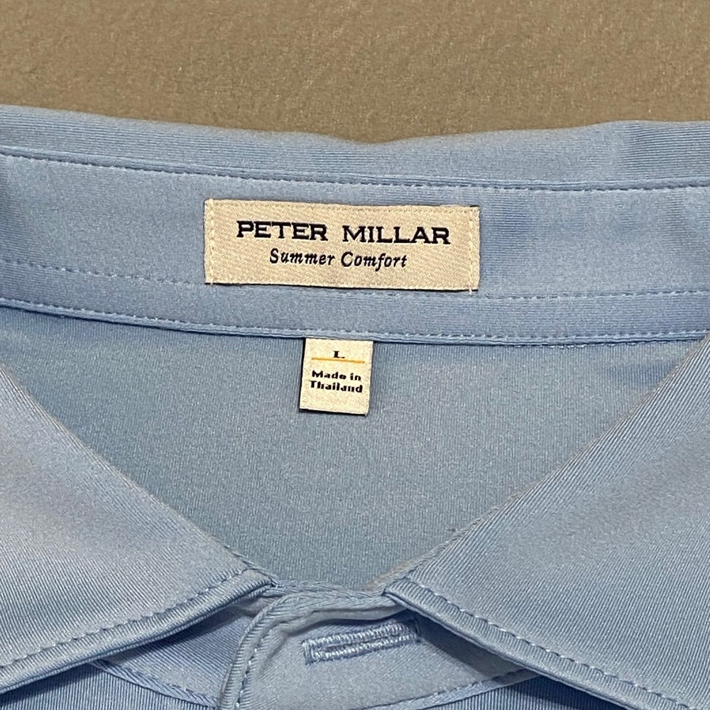 Peter Millar The Grove XXIII Summer Comfort Polo Shirt Mens L Blue Short Sleeve - Picture 2 of 10
